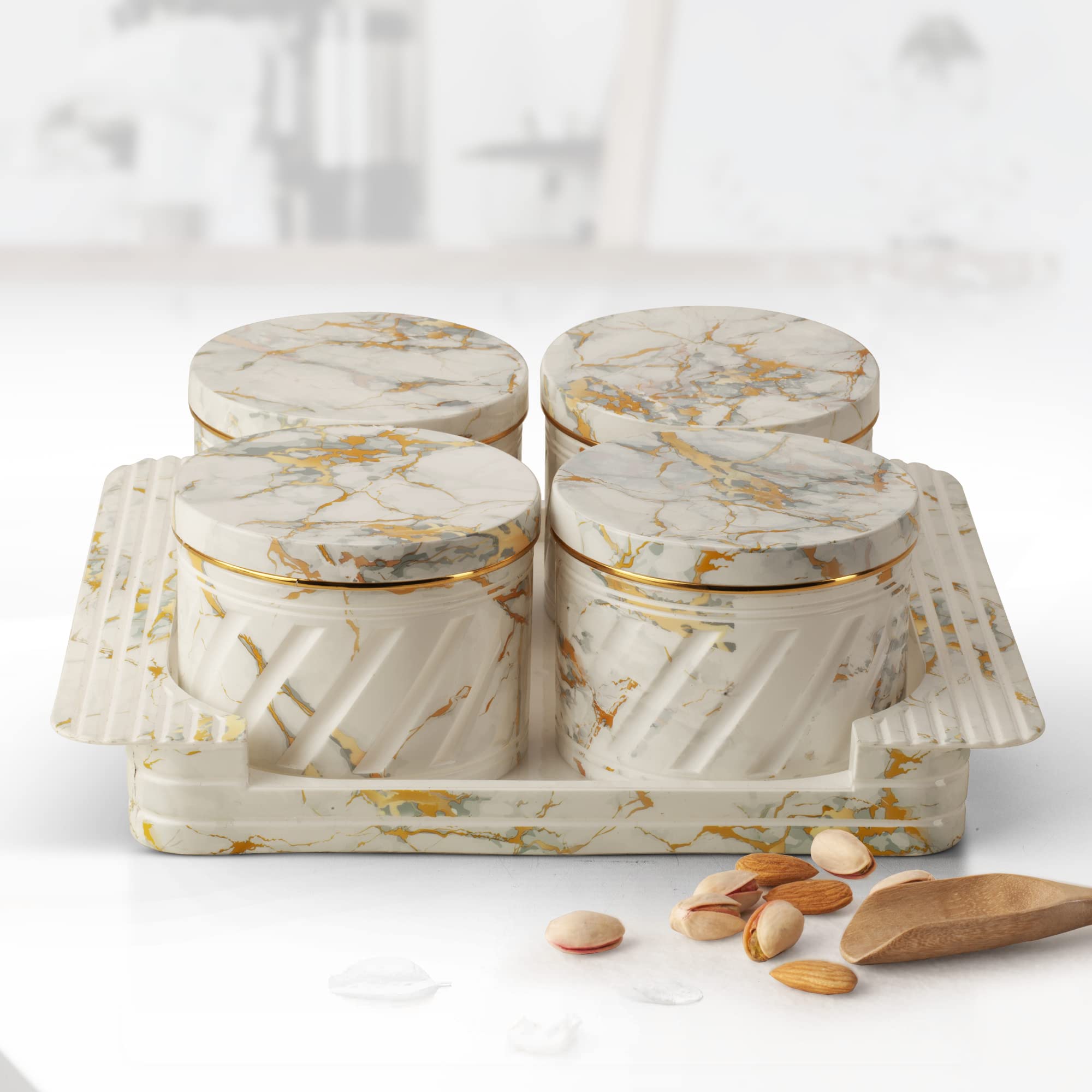 SELVEL Giving shape to life! Unbreakable & Air tight Dry Fruit Container Tray Set with Lid & Serving Tray, Airtight Container Se